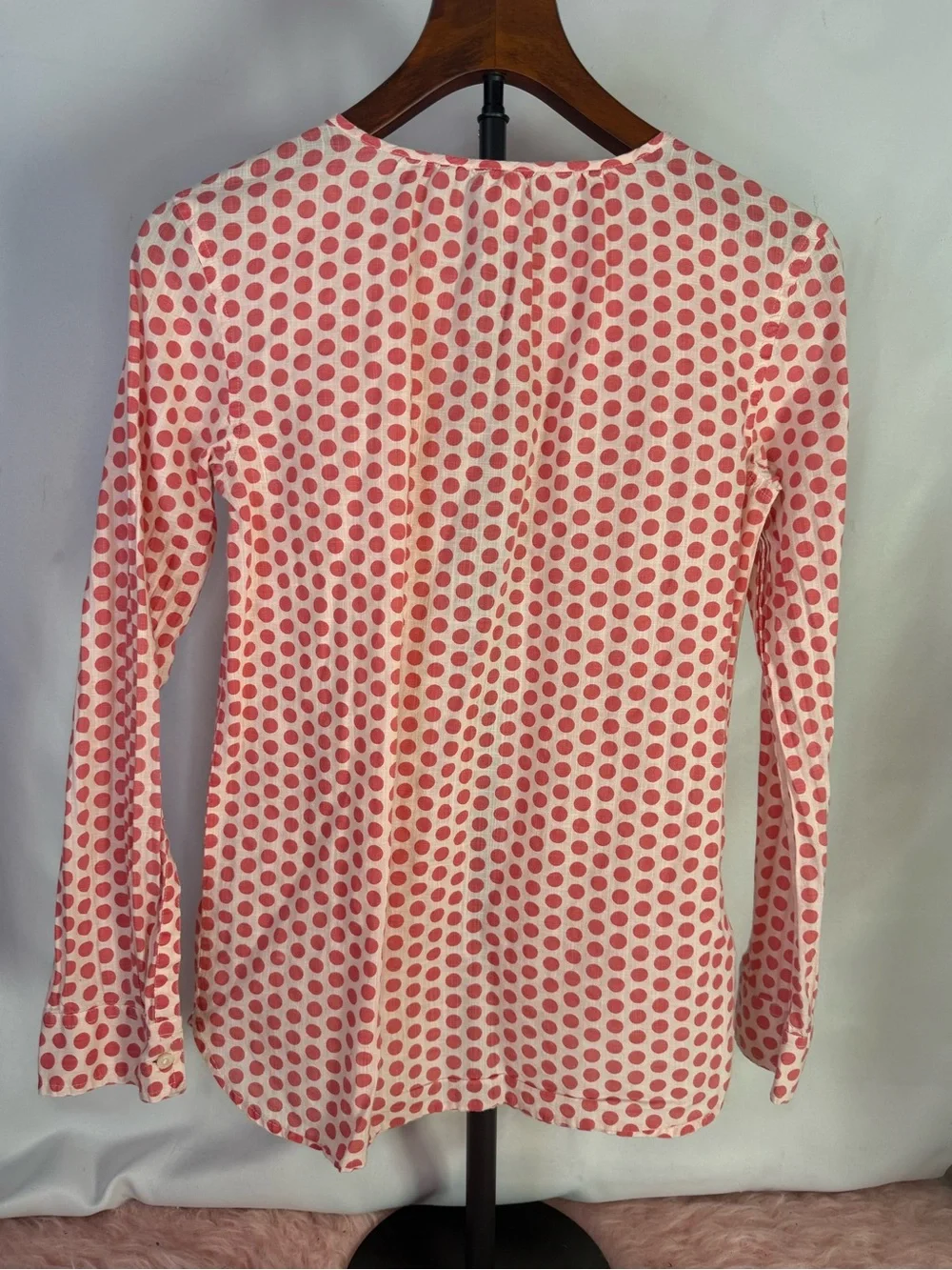 J. Crew Crewcuts Red Polka Dot Girls Henley Style Blouse